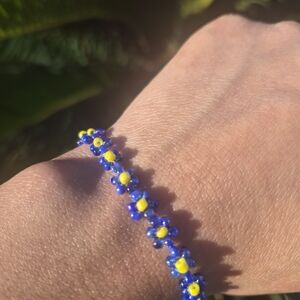 Blue and Yellow Beaded Bracelet